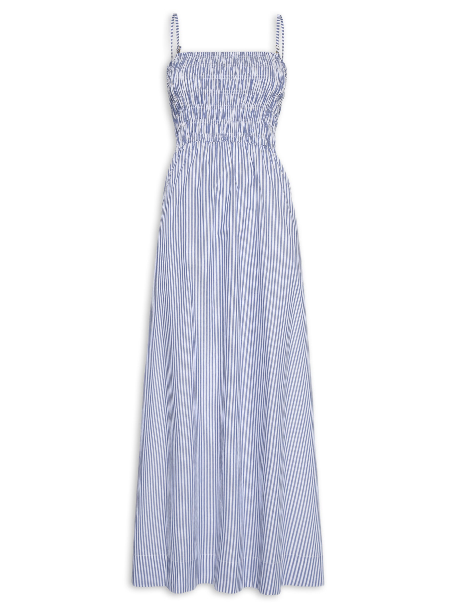Vestido Lastex Posi Listras Navy Azul Panô