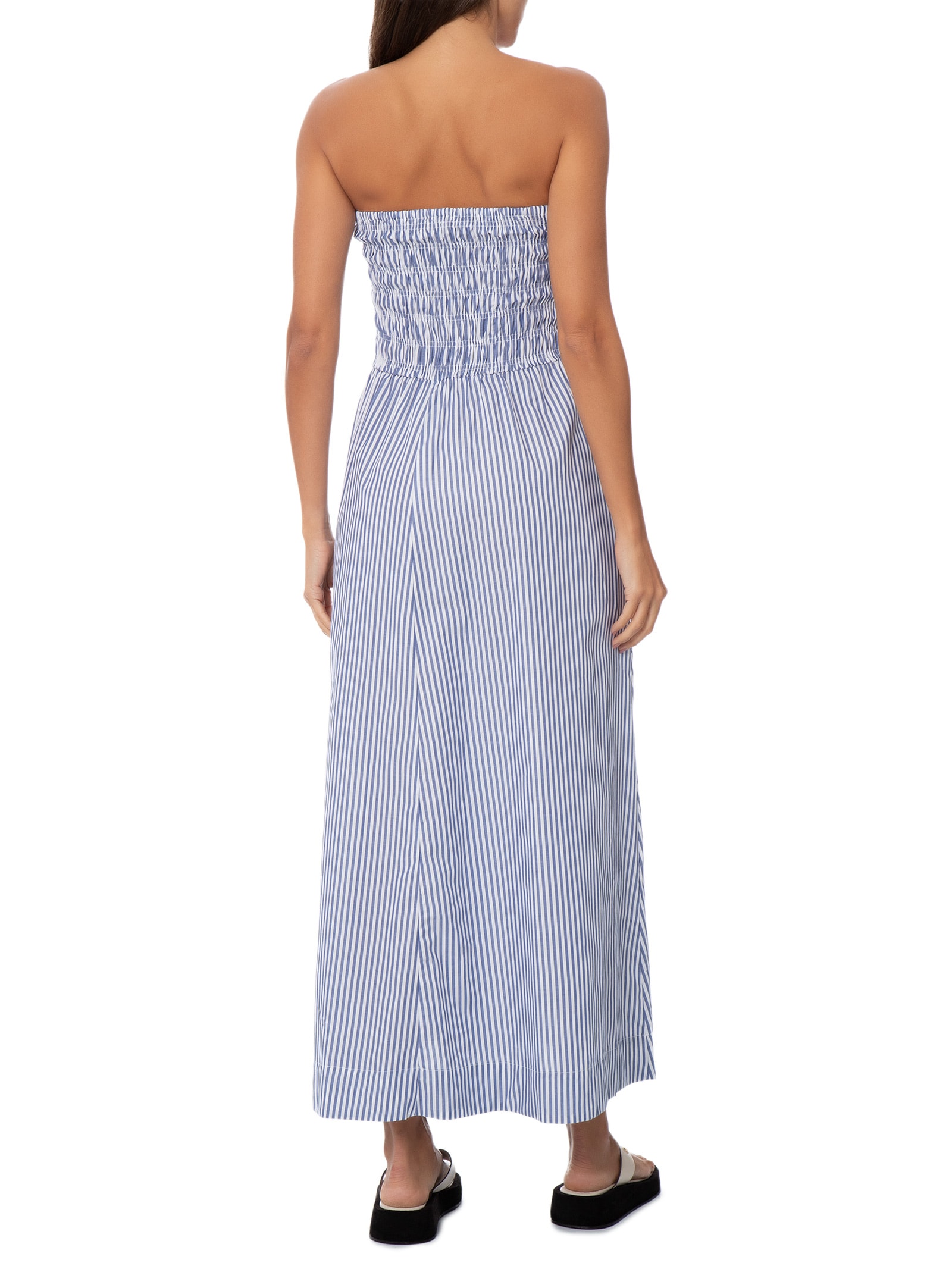 Vestido Lastex Posi Listras Navy Azul Panô