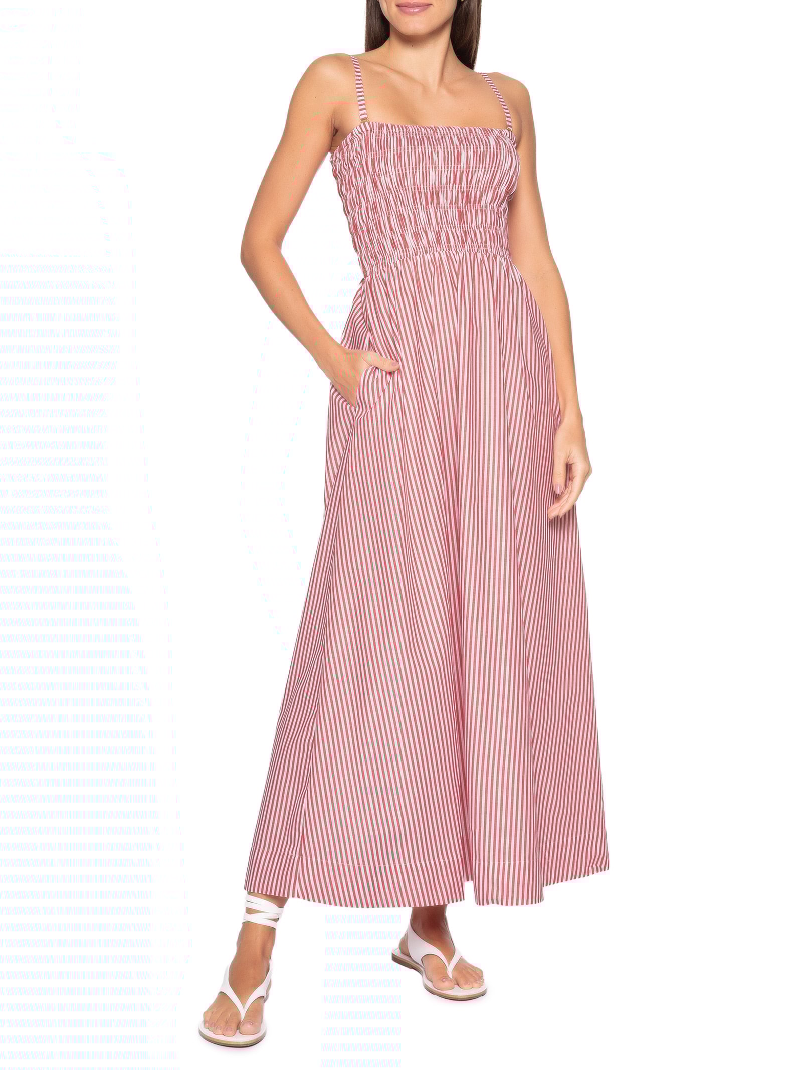 Vestido Lastex Posi Listras – Vermelho Panô