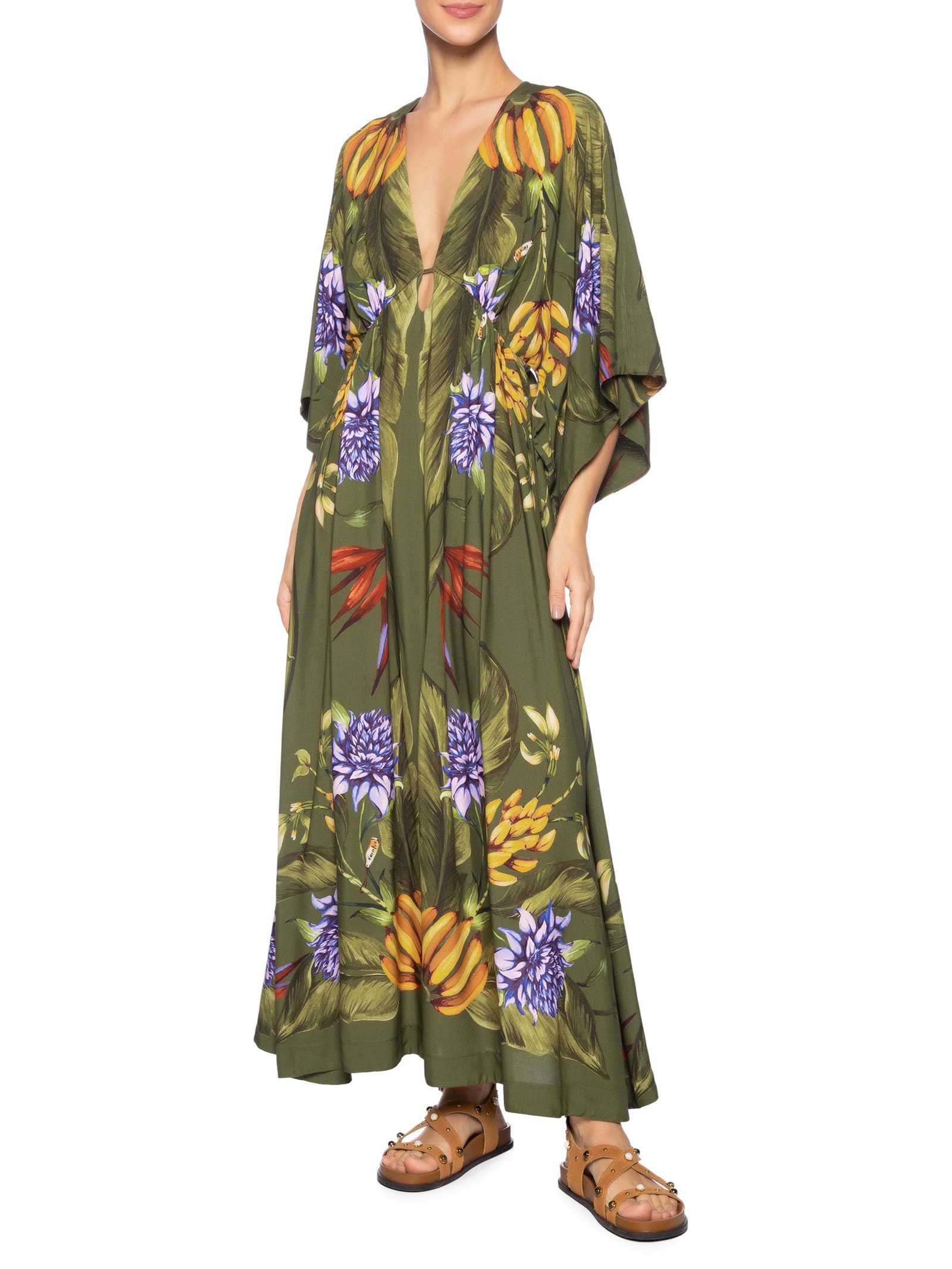 Vestido Lenço Tropical Verde Farm