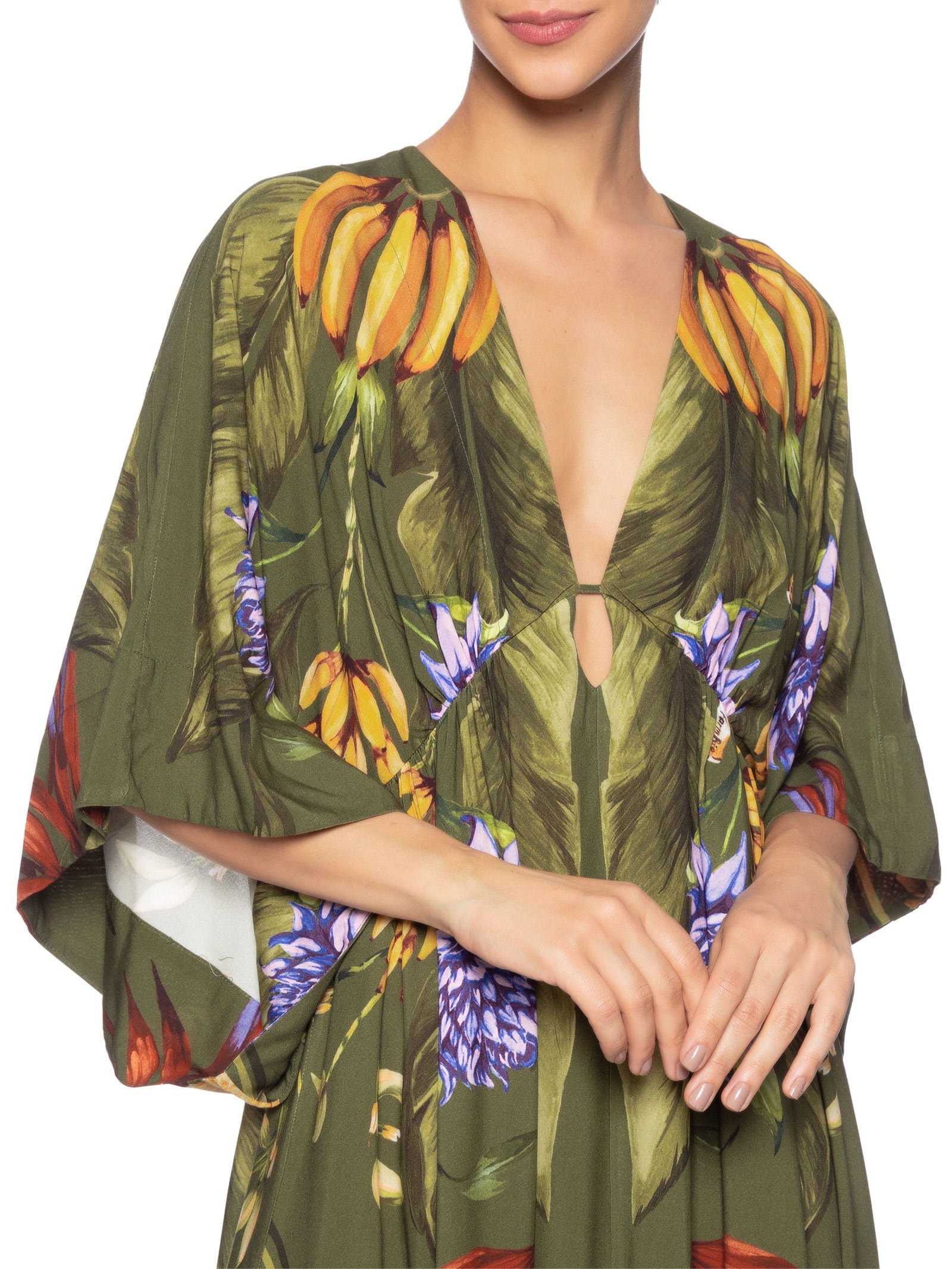 Vestido Lenço Tropical Verde Farm