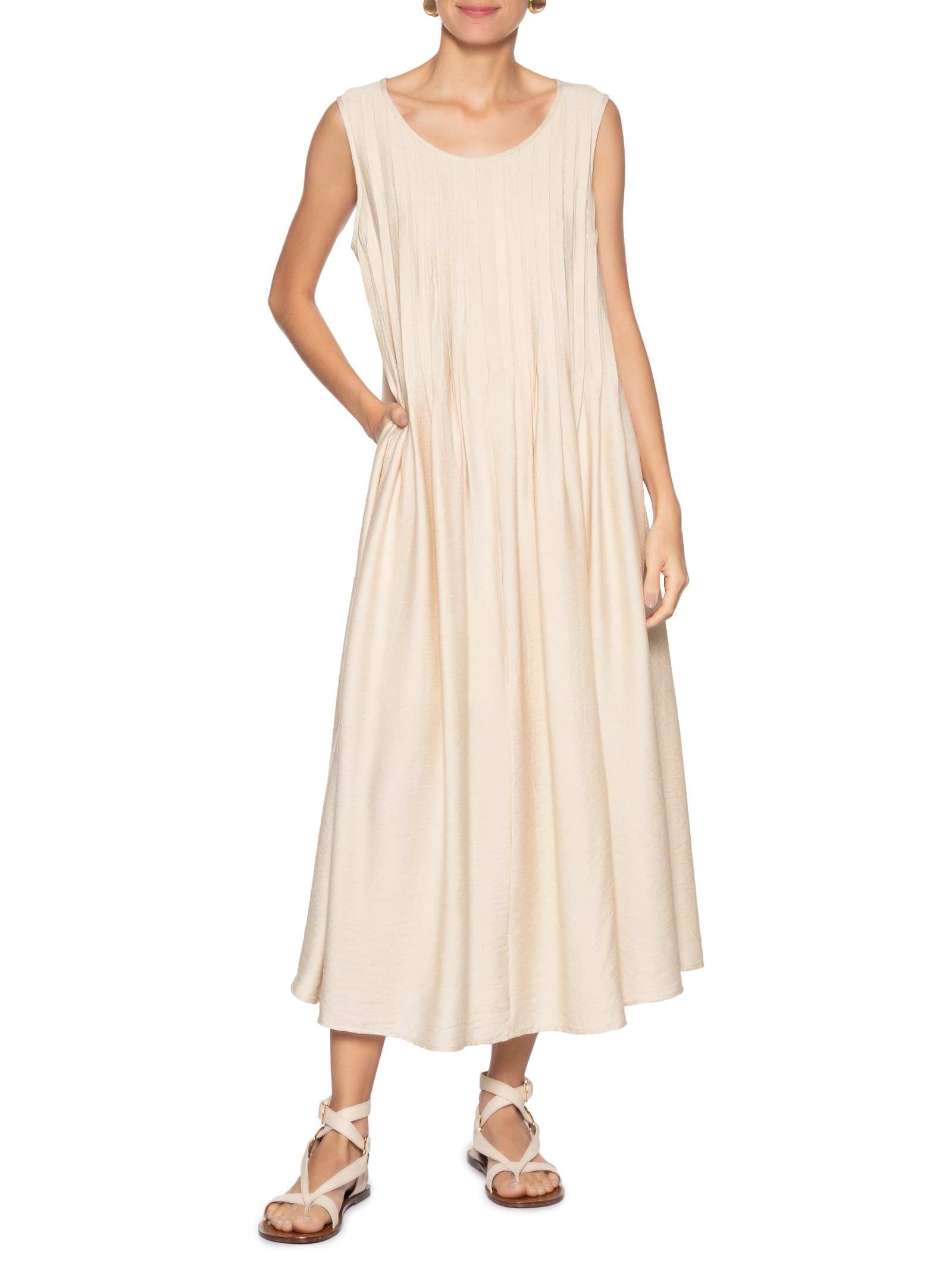 Vestido Leve Texturizado Bege Basiq