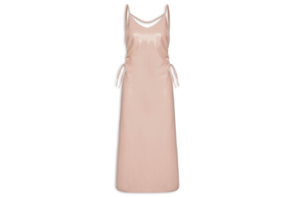 Vestido Like Leather Midi Com Alça - Bege