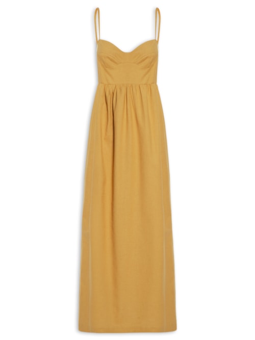 Vestido Like Linen Com Alças – Marrom