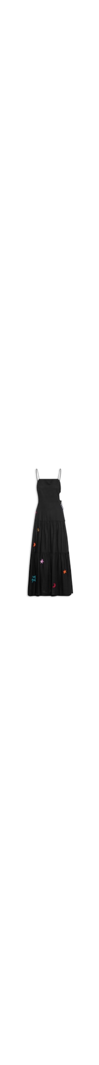 Vestido Linho Bordado Estrelas - Preto