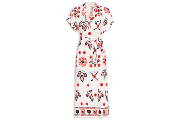 Vestido Linho Bordado Floral Místico - Branco