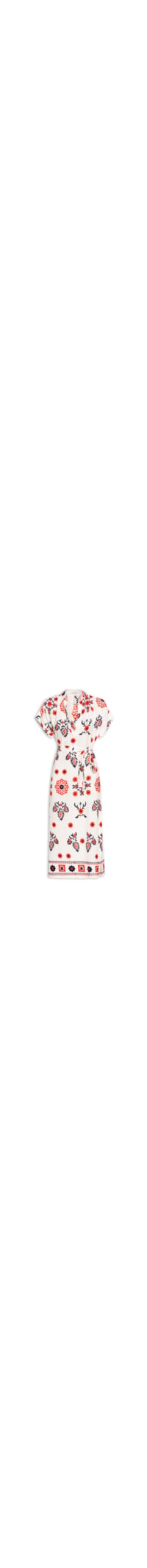 Vestido Linho Bordado Floral Místico - Branco