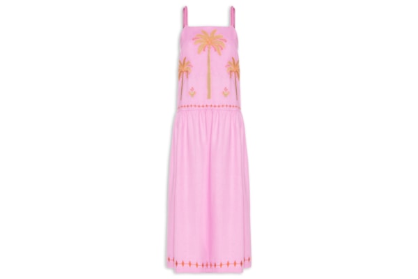 Vestido Linho Bordado Miragem - Rosa