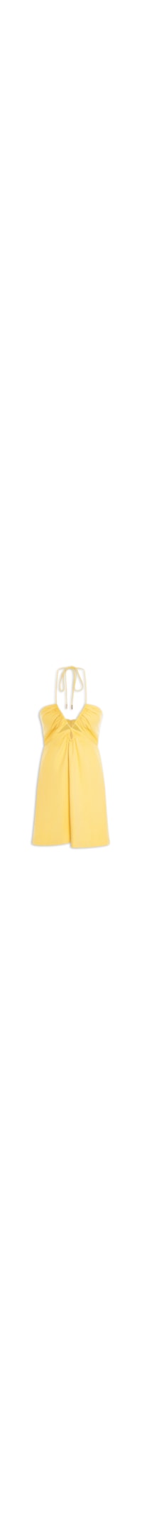Vestido Linho Curto Busto Franzido - Amarelo