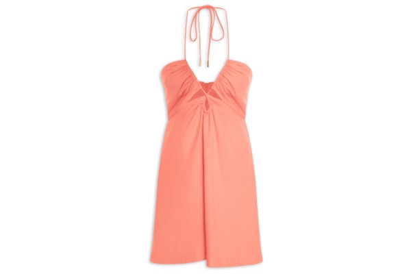 Vestido Linho Curto Busto Franzido - Rosa