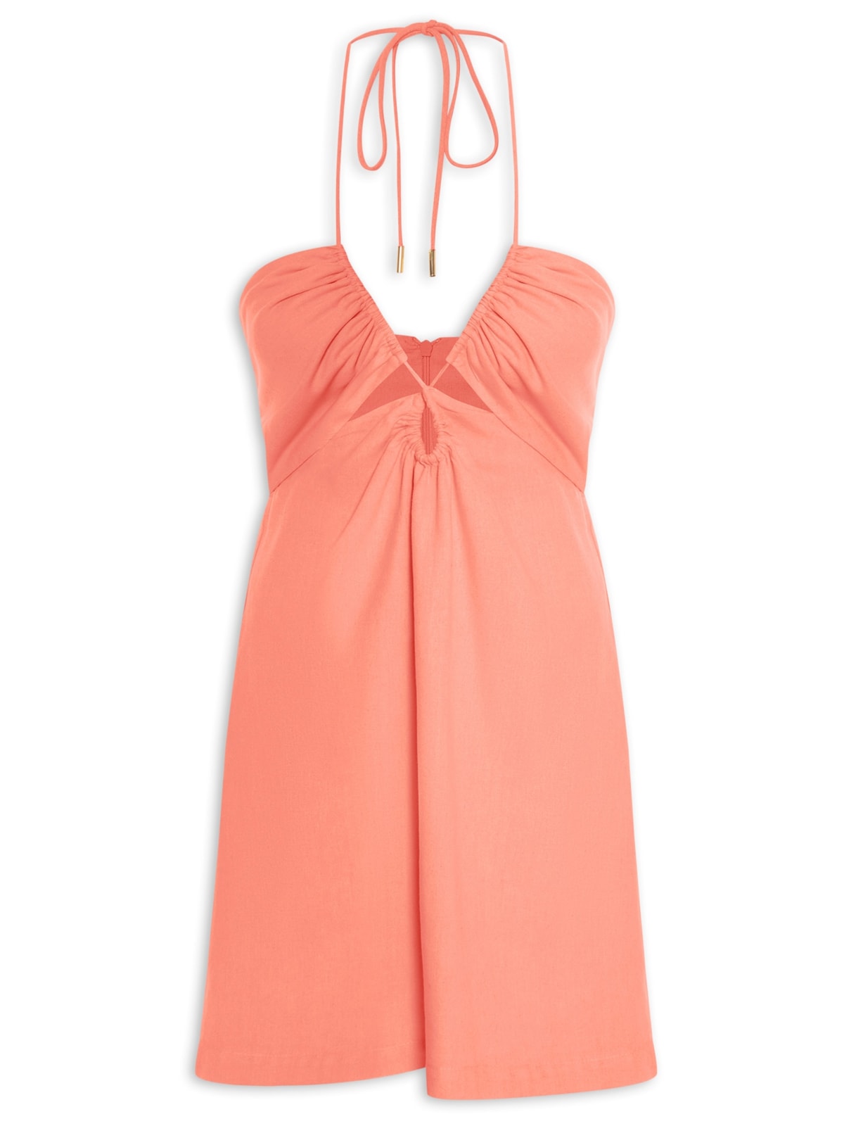 Vista 2 Vestido Linho Curto Busto Franzido ROSA ROSA