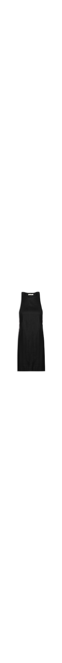 Vestido Linho Curto Decote Nadador - Preto