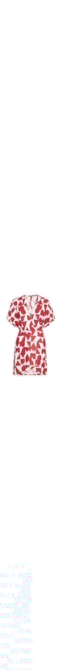 Vestido Linho Curto Estampado Coração Partido - Vermelho