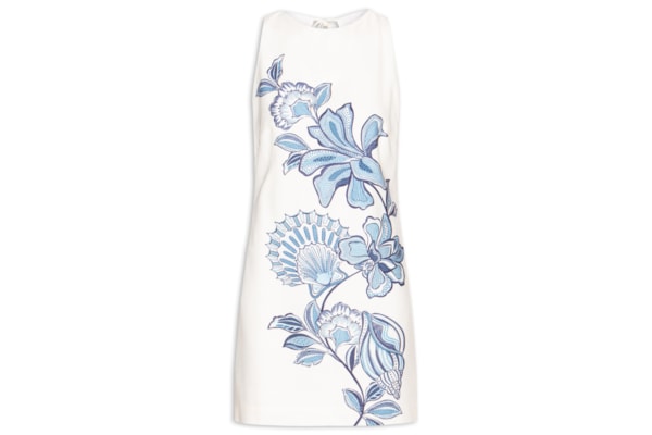 Vestido Linho Estampa Flor Do Oceano - Branco