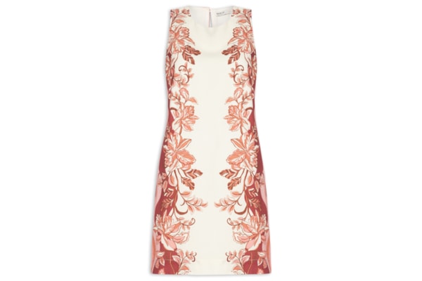 Vestido Linho Estampa Onda Floral - Bege