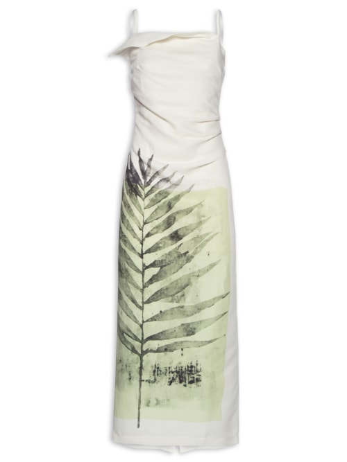 Vestido Linho Estampado – Branco