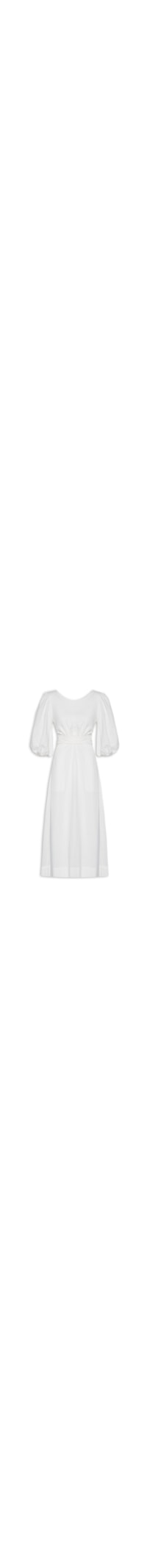 Vestido Linho Midi Recortes Amarração - Off White