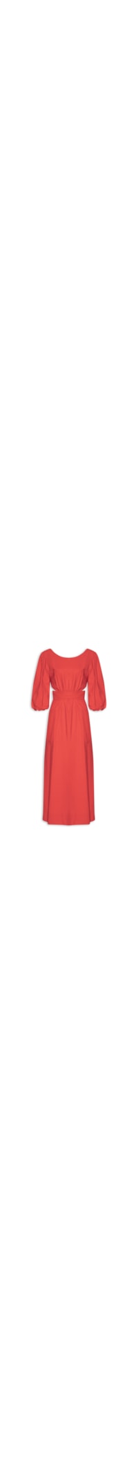 Vestido Linho Midi Recortes Amarração - Vermelho