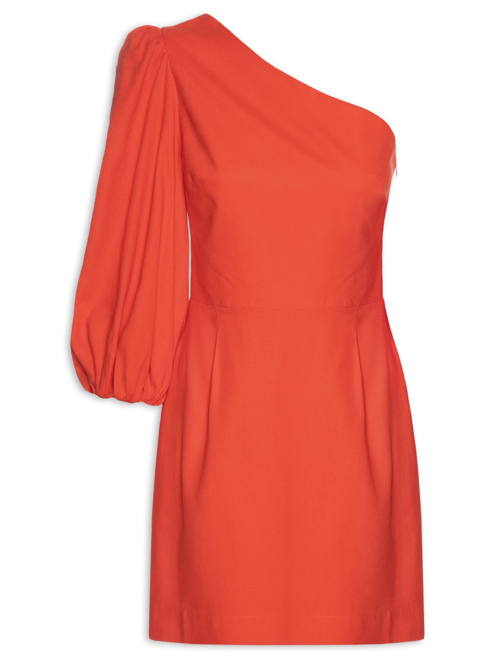 Vestido Linho Um Ombro Só Vermelho Dress To