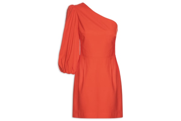 Vestido Linho Um Ombro Só - Vermelho