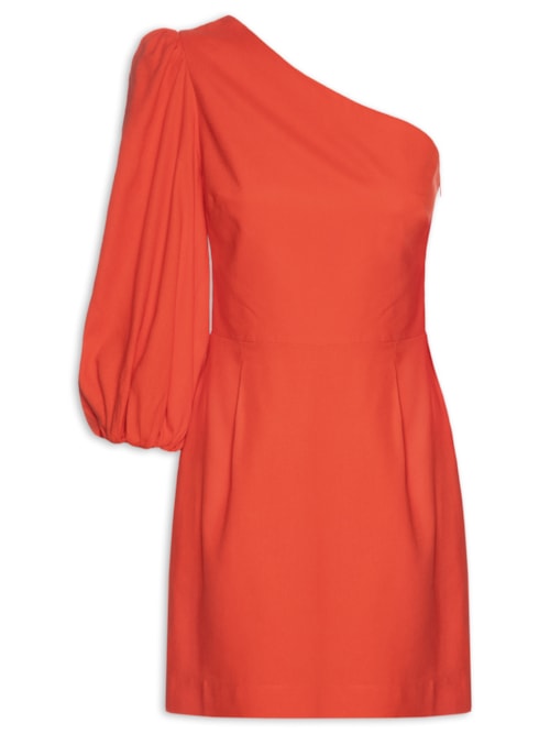 Vestido Linho Um Ombro Só – Vermelho