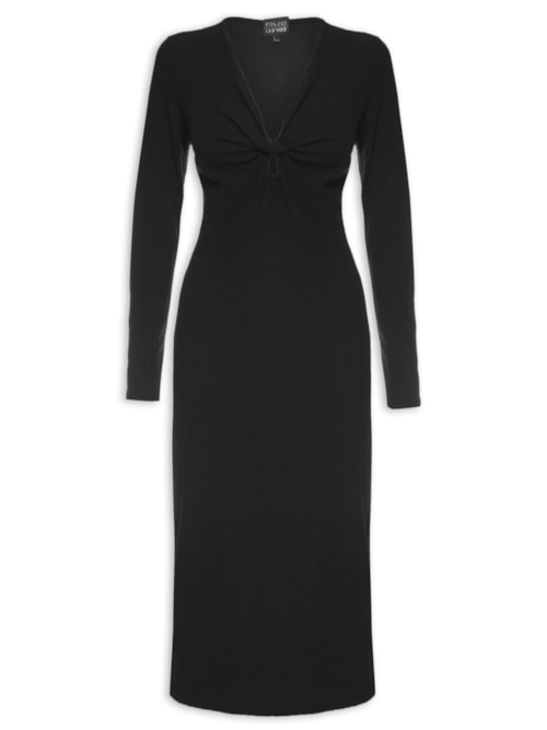 Vestido Liso Com Nó – Preto