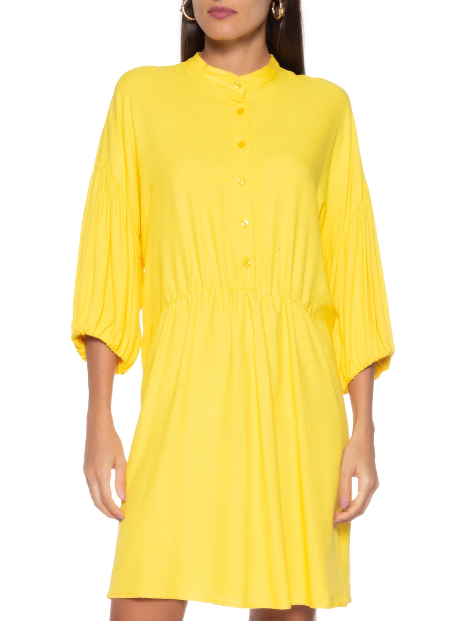 Vestido Liso Curto Amarelo Forum