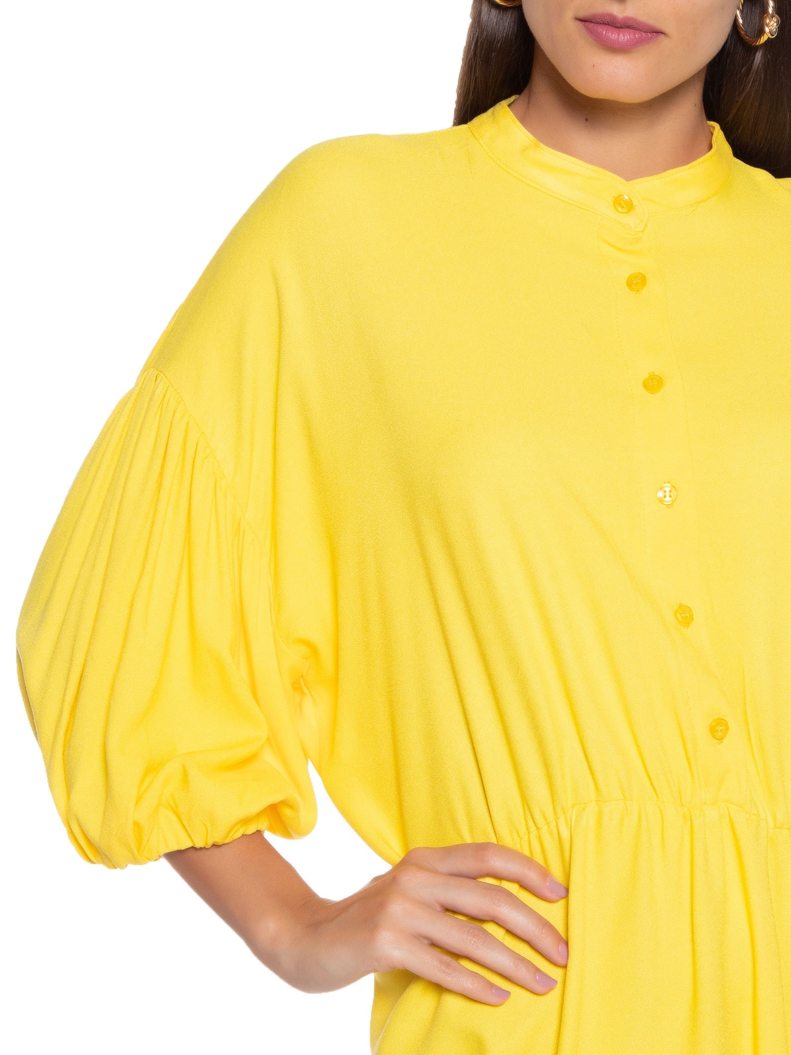 Vestido Liso Curto Amarelo Forum