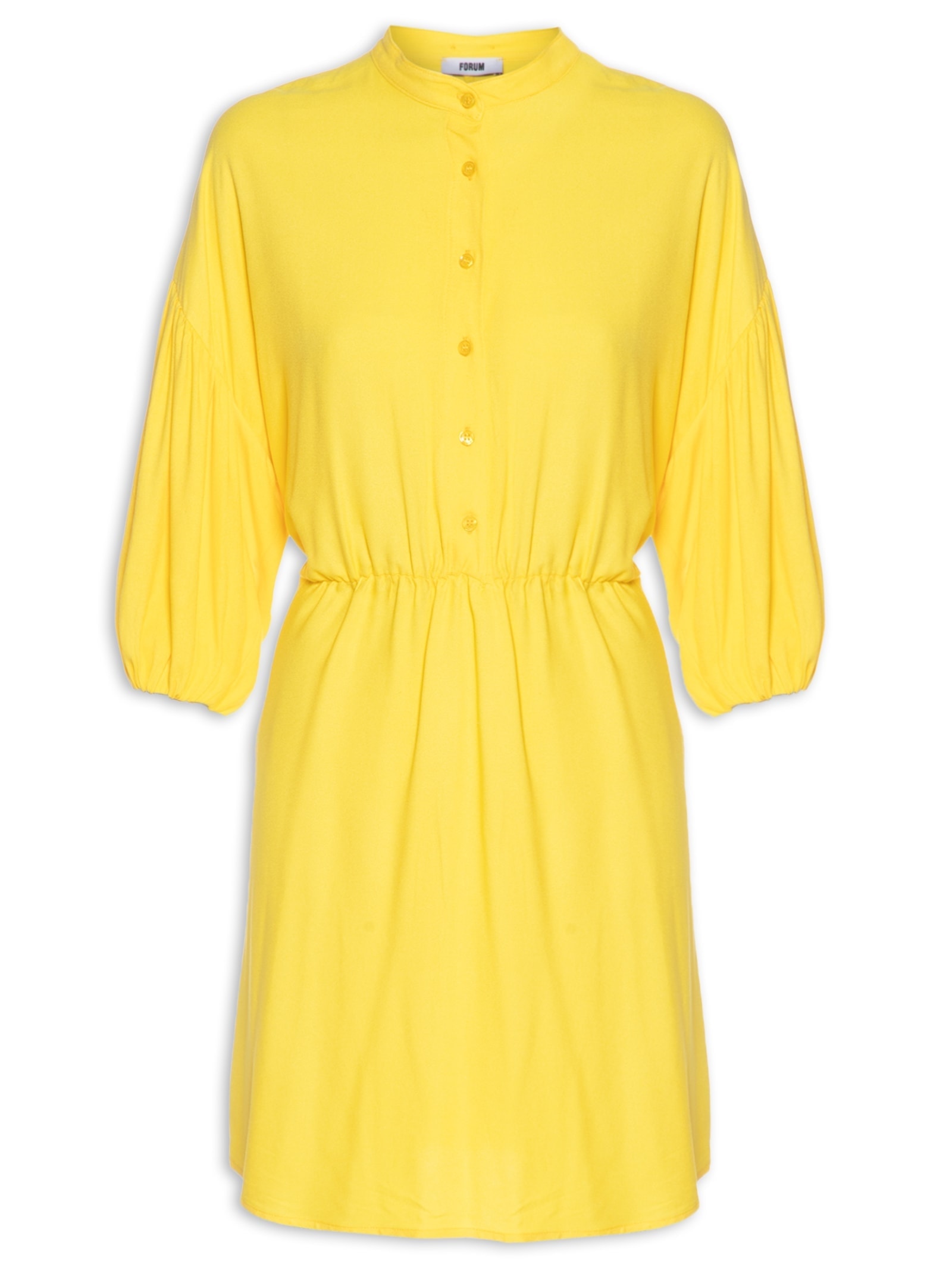 Vestido Liso Curto Amarelo Forum