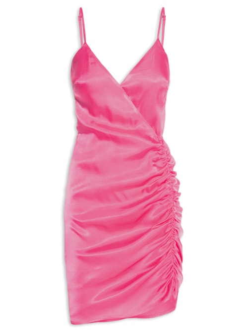 Vestido Liso Drapeado - Rosa