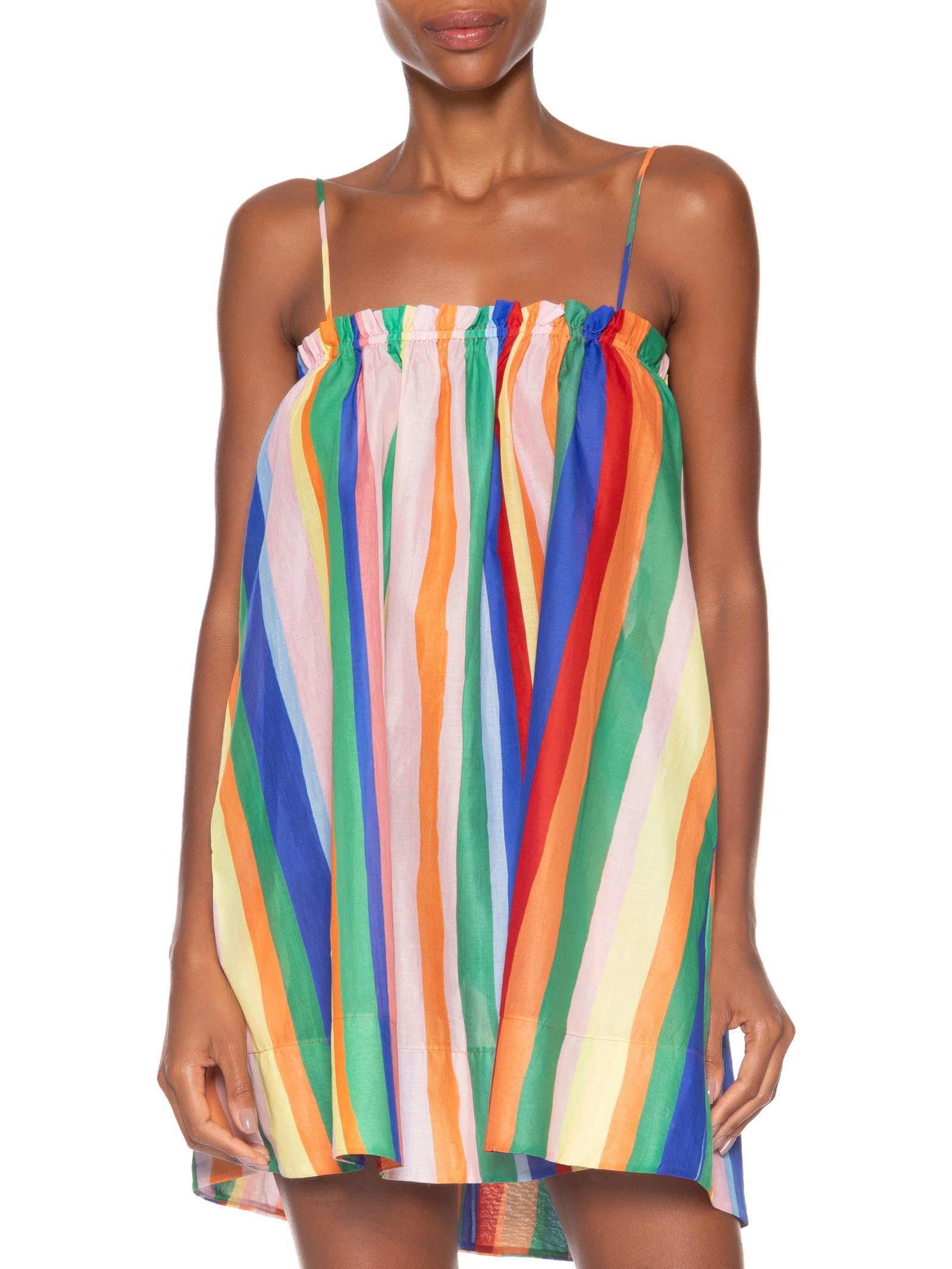 Vestido Listra Bananeira Bege Farm Praia