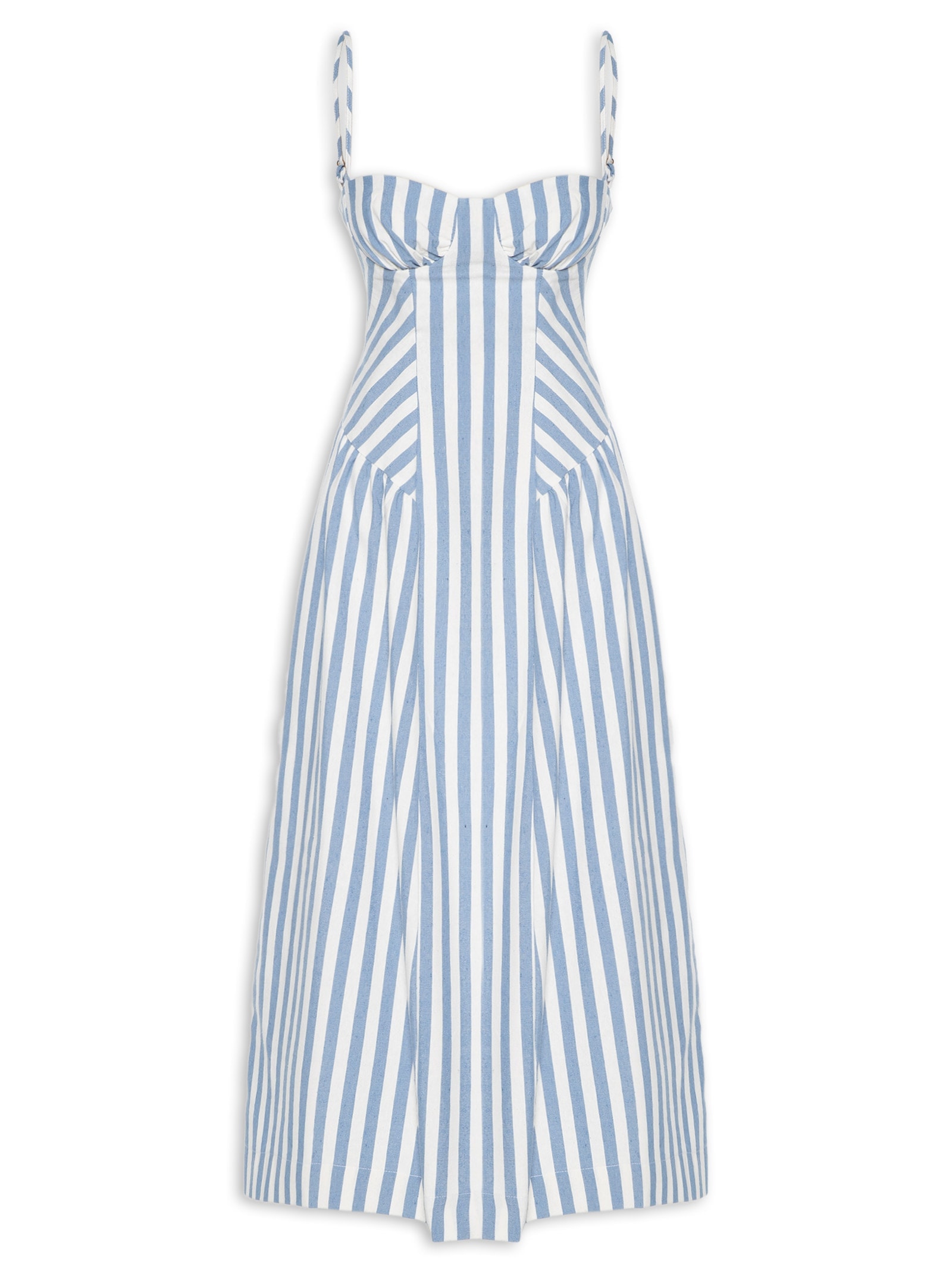 Vestido Listra Bicolor Azul Claro Farm