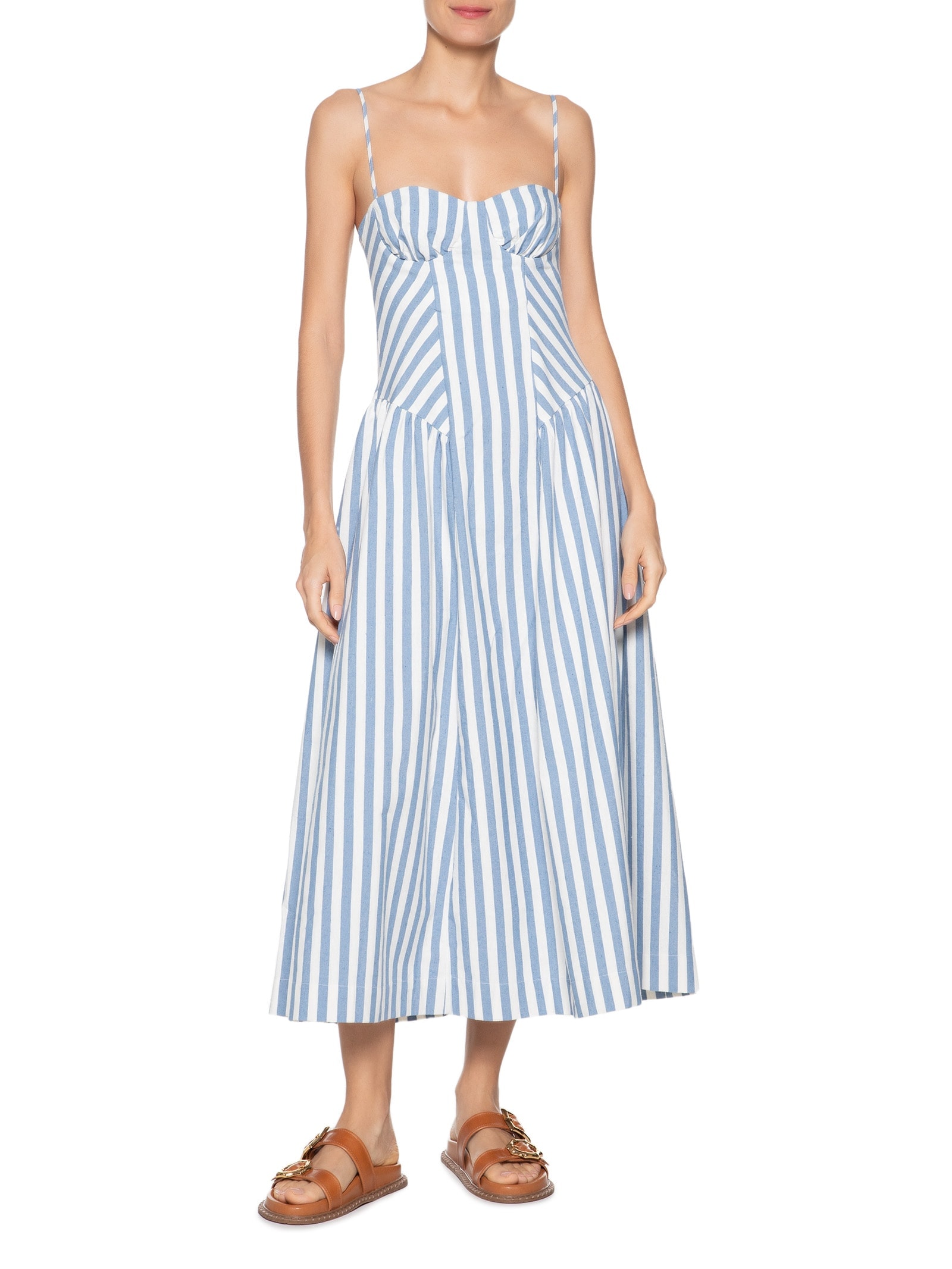Vestido Listra Bicolor Azul Claro Farm