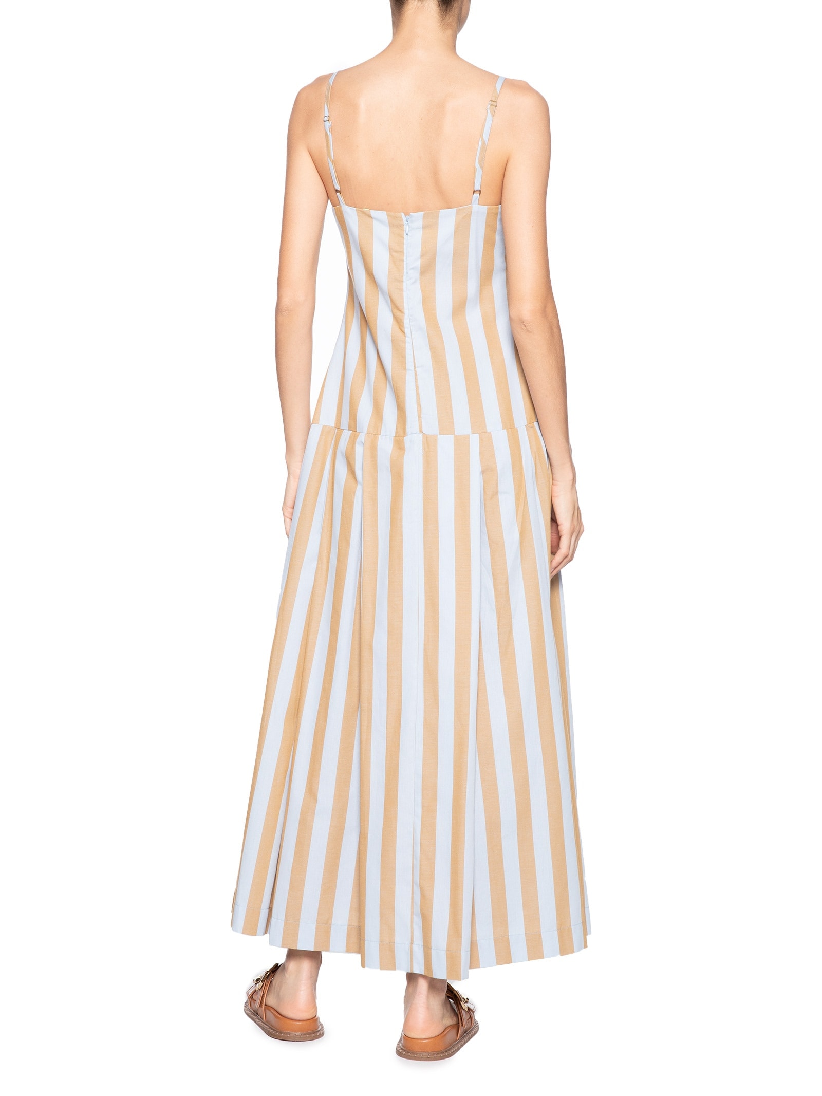 Vestido Listra Bicolor Azul e Bege Farm