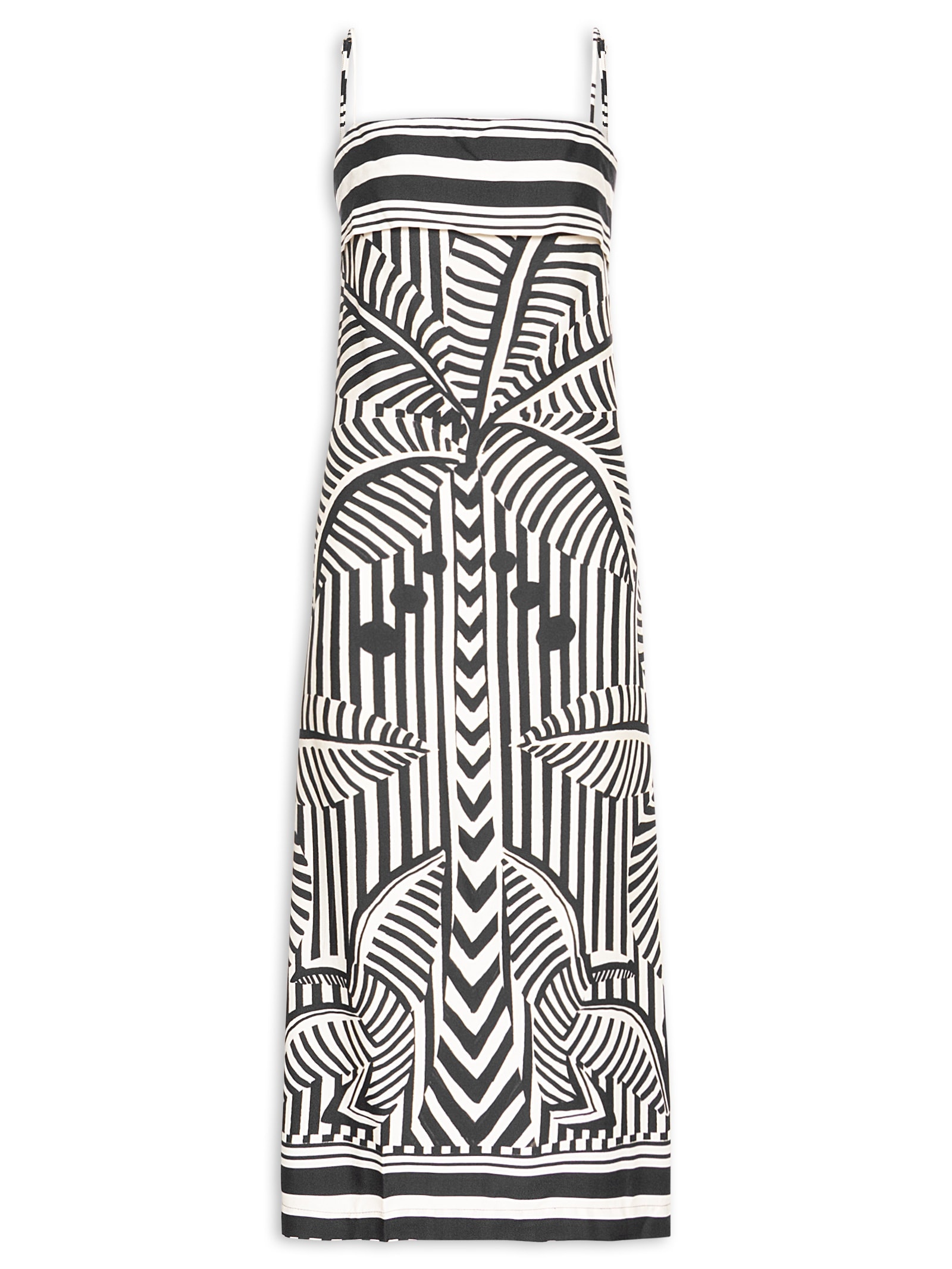 Vestido Listra Tropical Preto Farm