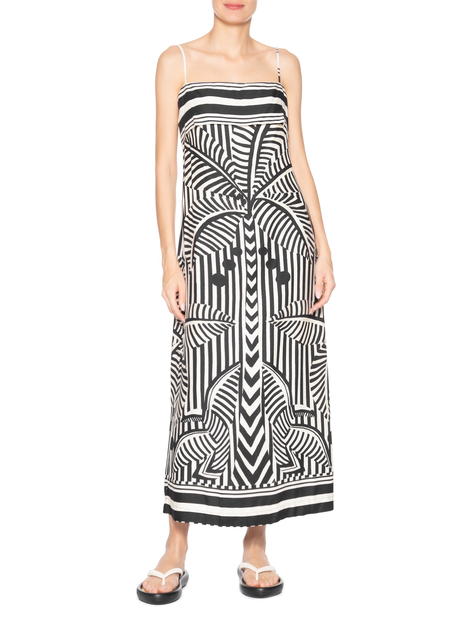 Vestido Listra Tropical Preto Farm