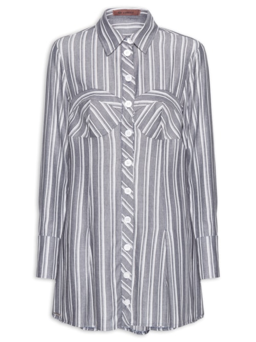 Vestido Listrado – Cinza