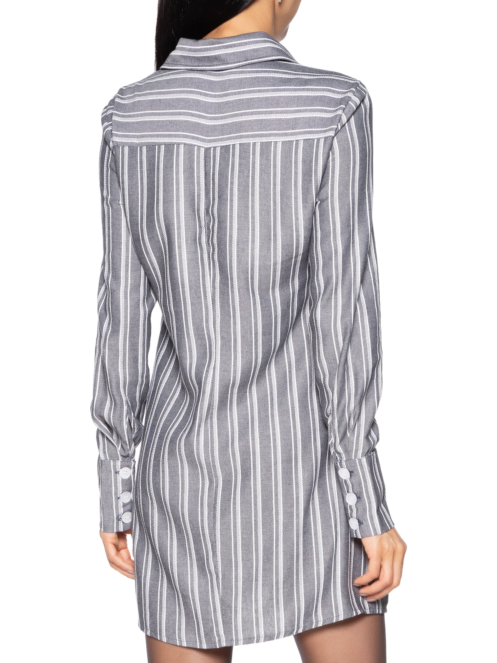 Vestido Listrado Cinza Colcci