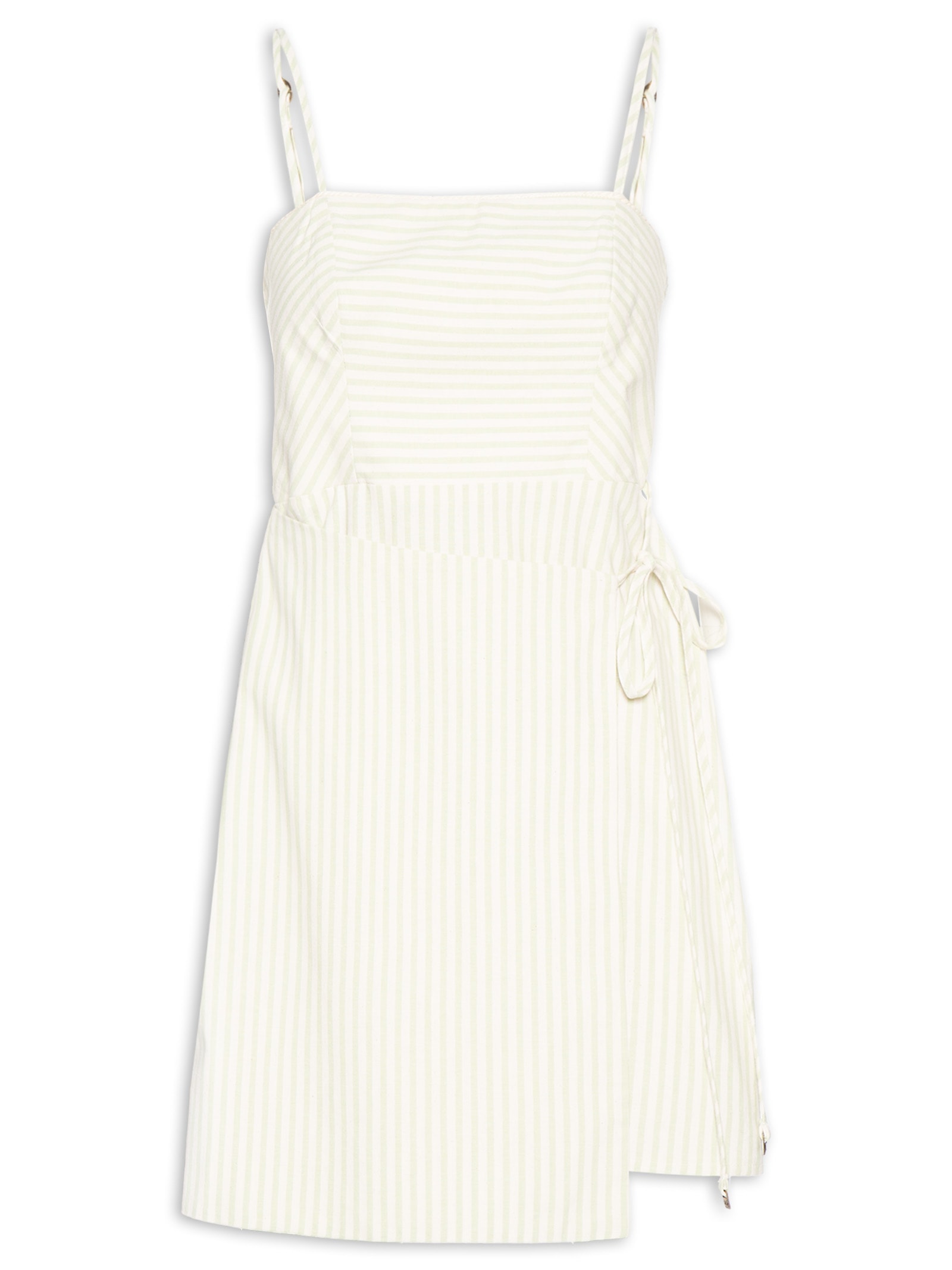 Vestido Listrado Detalhe Vivo Verde Cacay