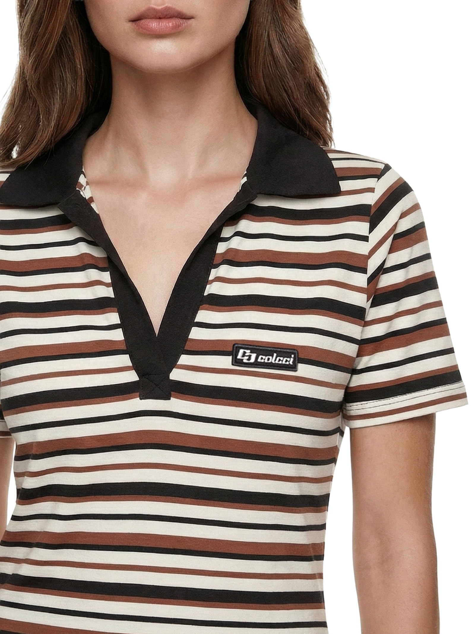 Vestido Listrado Marrom Colcci