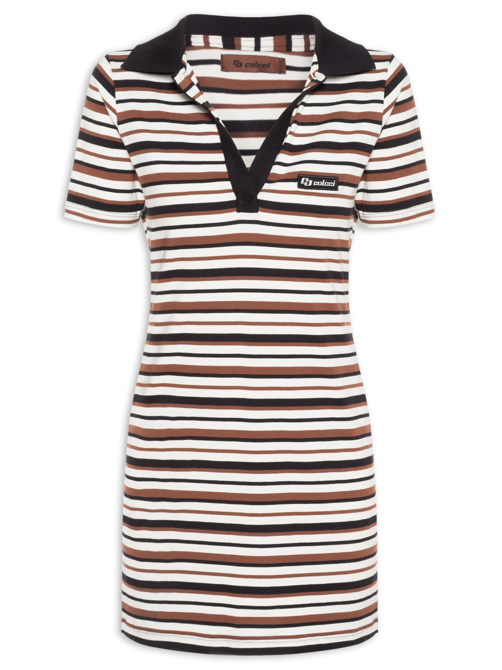 Vestido Listrado Marrom Colcci