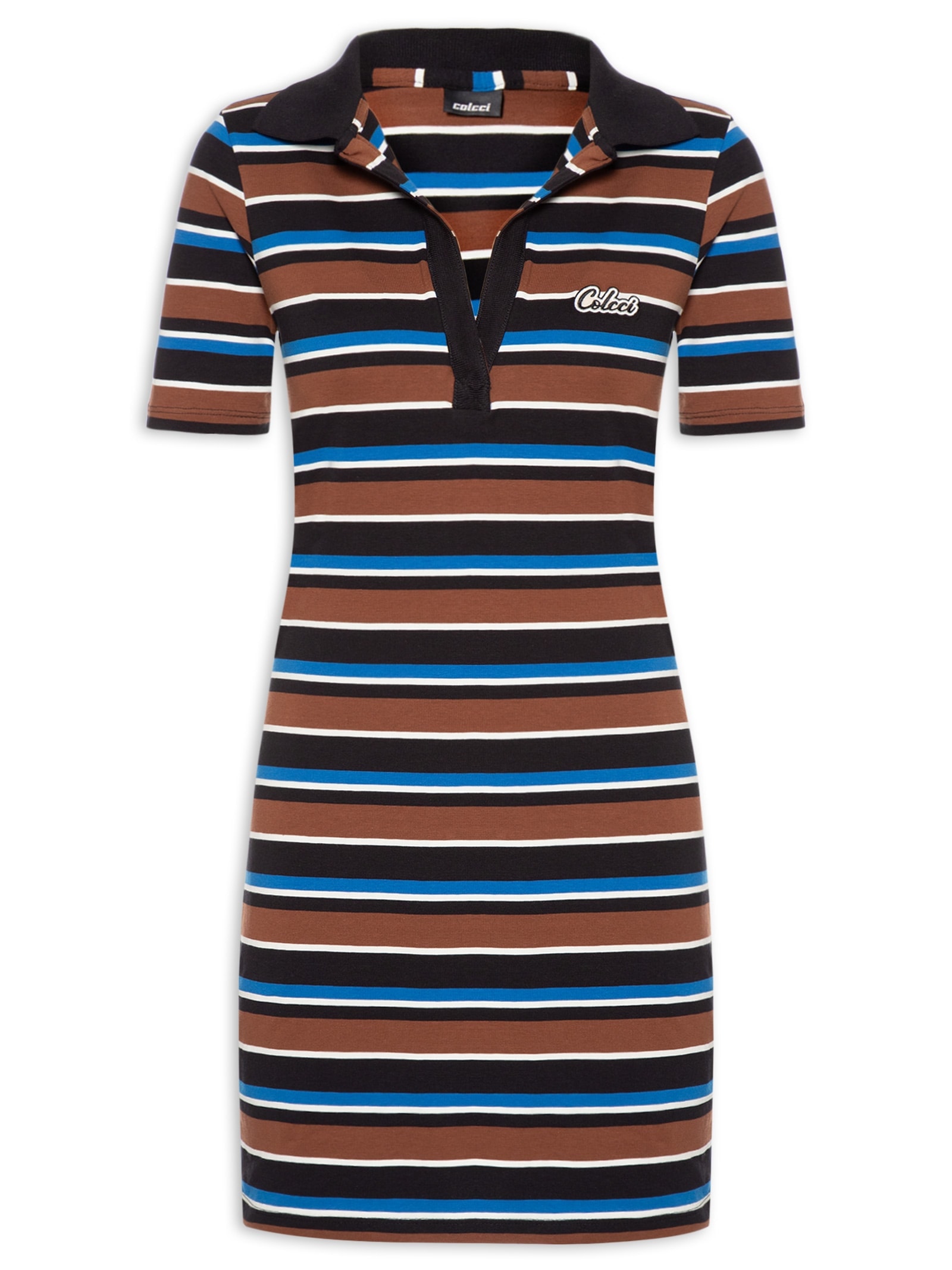 Vestido Listrado Marrom Colcci
