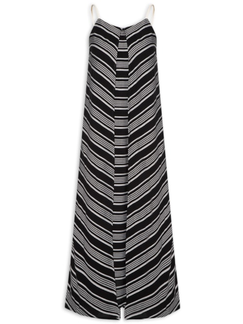 Vestido Listras Pespontos – Preto