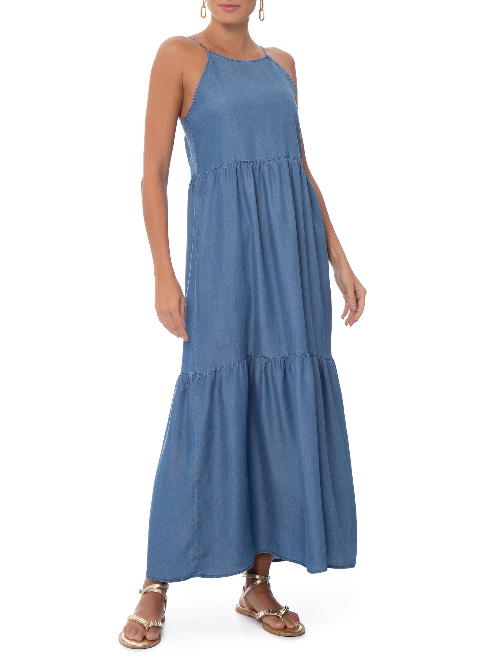 Vestido Longa Marias Azul Basiq