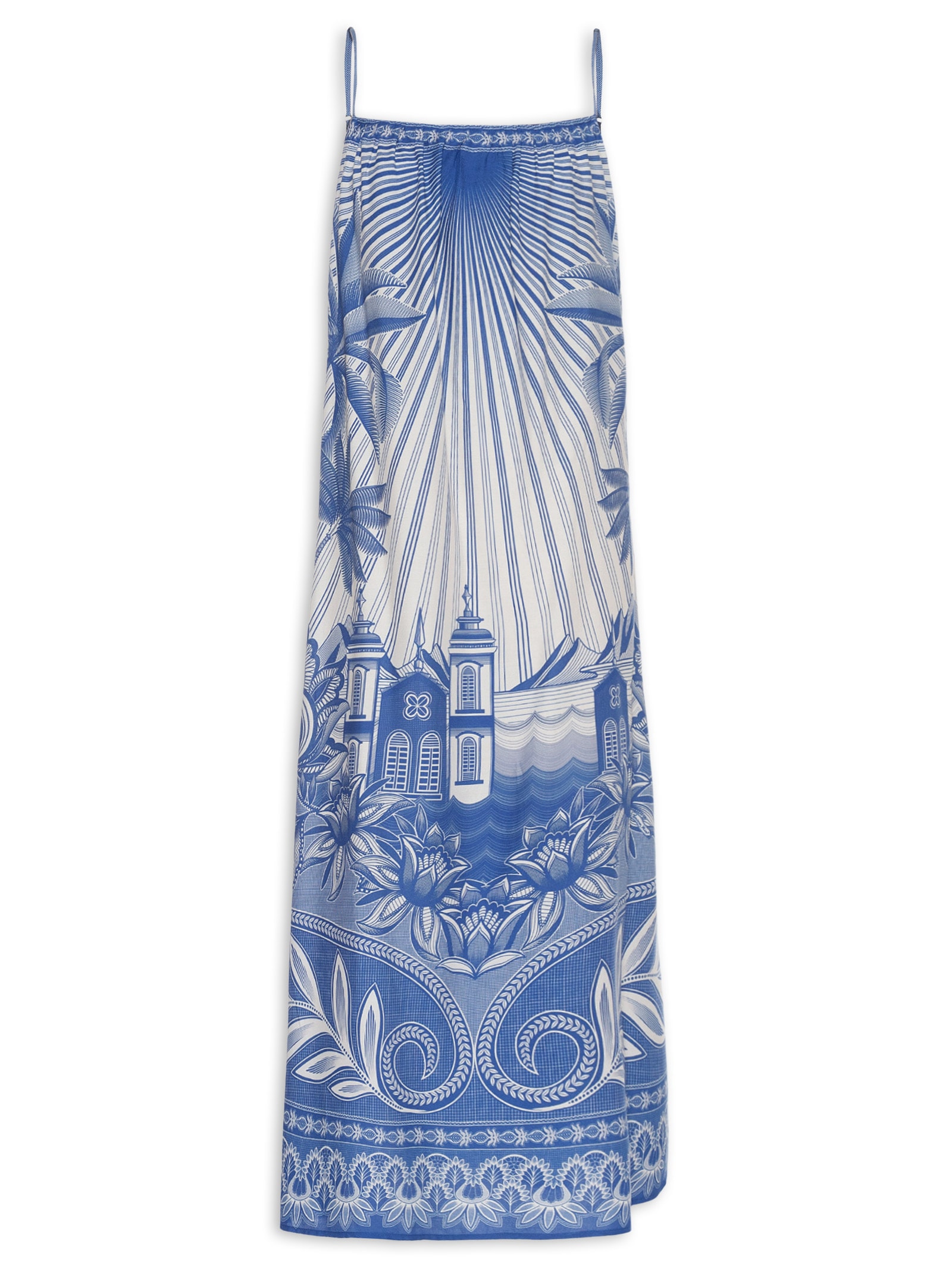 Vestido Longo Afeto Tropical Branco Farm