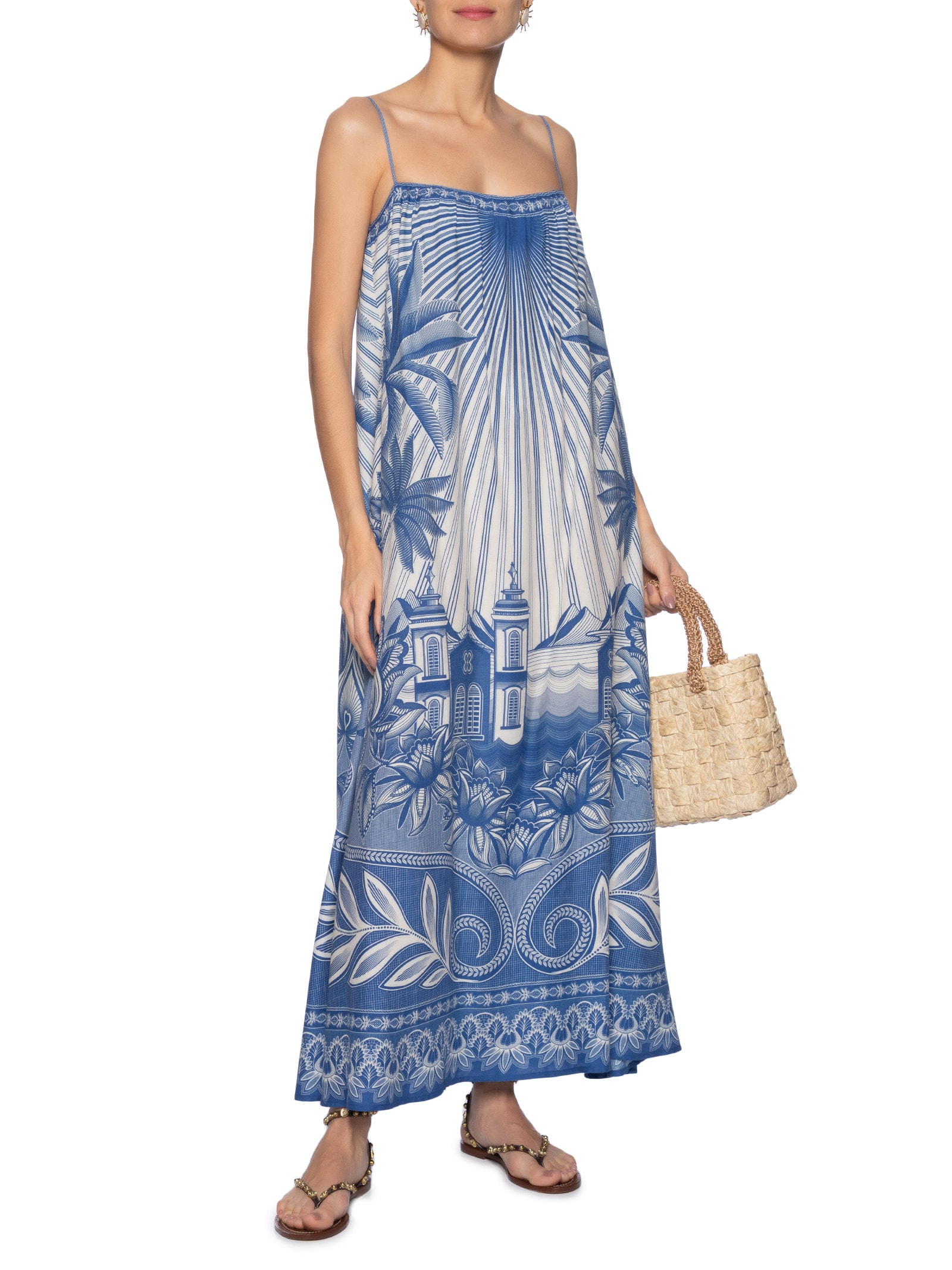 Vestido Longo Afeto Tropical Branco Farm