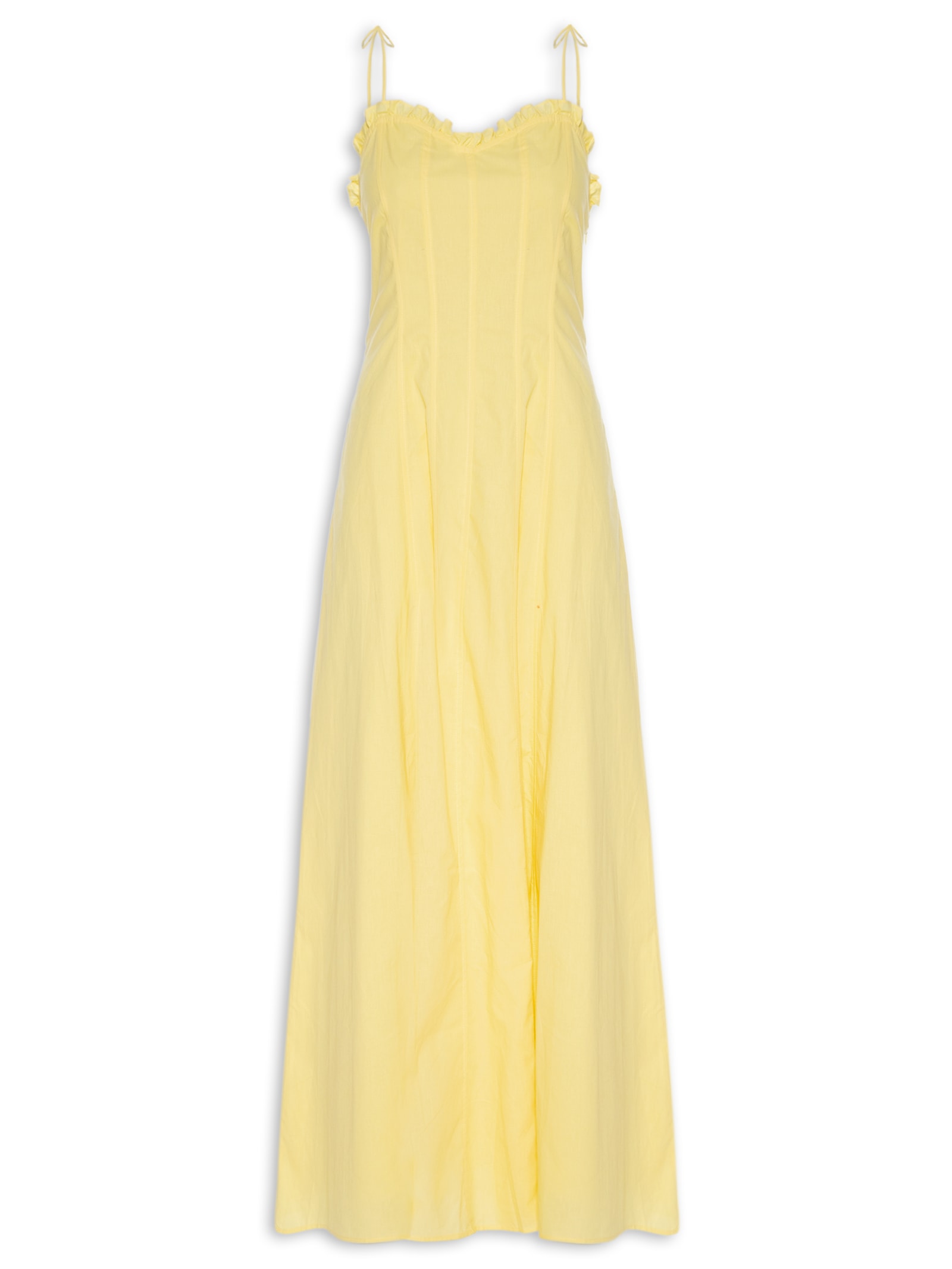 Vestido Longo Alça de Amarrar Amarelo Basiq