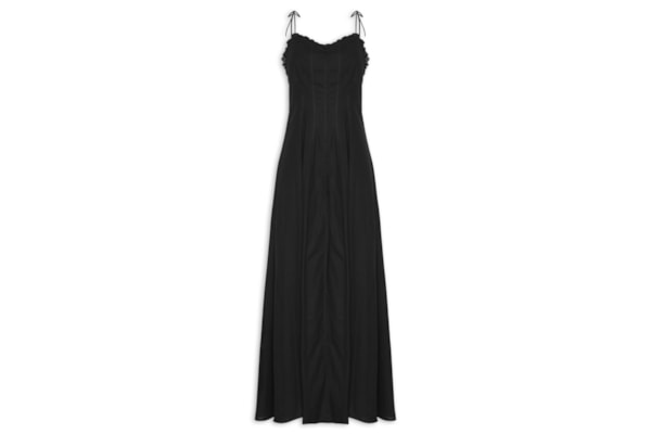 Vestido Longo Alça de Amarrar - Preto