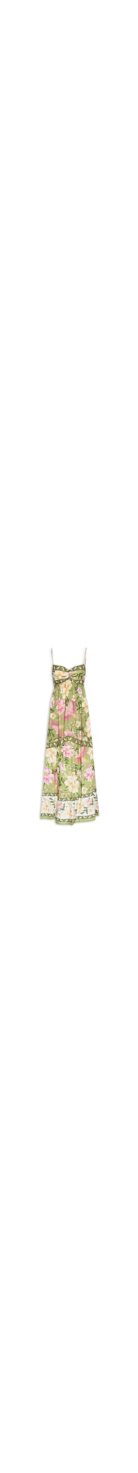 Vestido Longo Alça Delicadeza Floral - Verde