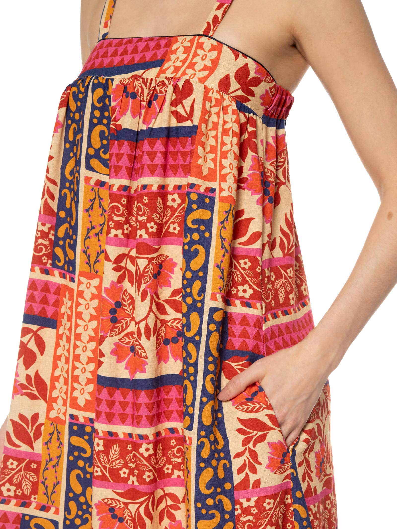 Vestido Longo Alça Estampa Afetiva Rosa Cantão